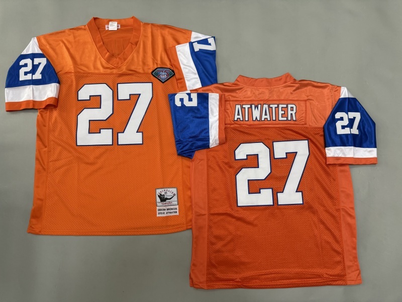 Men 2025 Denver Broncos #27 Atwater orange Throwback Limited NFL Jersey style 001